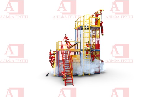 Учебно-тренировочный полигон СПАСАТЕЛЬ ПС15-02-5-03 от АЛЬФА ГРУПП для практических занятий на высоте и в замкнутом пространстве с применением средств индивидуальной защиты и стационарных анкерных систем.  